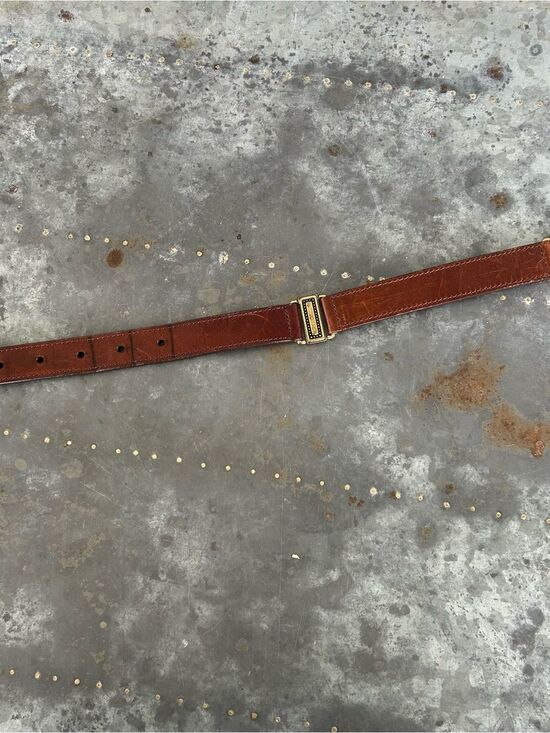 Vintage Fossil Genuine Leather Link Belt Brown Brass Tone Buckle main image 8